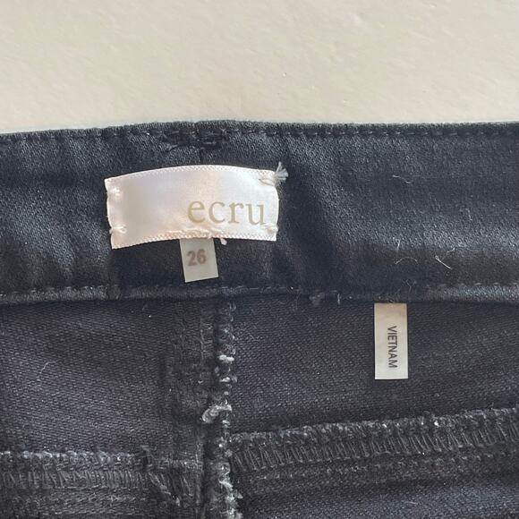 Ecru Los Feliz Black Denim & Faux Leather Jeans Womens Size 26 High Rise Skinny - Picture 7 of 11